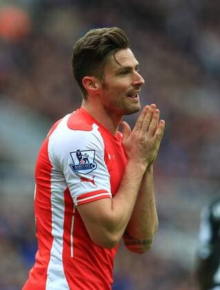 Arsenal s Olivier Giroud gestures with a prayer - Newcastle United vs. Arsenal - Barclay s Premier League - St James Park - Newcastle - 21 03 2015 Pic Philip Oldham Sportimage EDITORIAL USE ONLY. No use with unauthorised audio, video, data, fixture lists, club league logos or live services. Online in-match use limited to 120 images, no video emulation. No use in betting, games or single club league player publications.