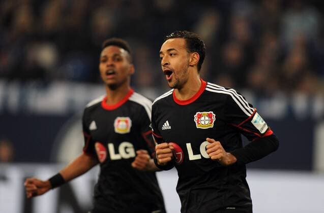 FC Schalke 04 - Bayer 04 Leverkusen 21.03.2015 Torjubel Karim Bellarabi (Bayer), links Wendell HM