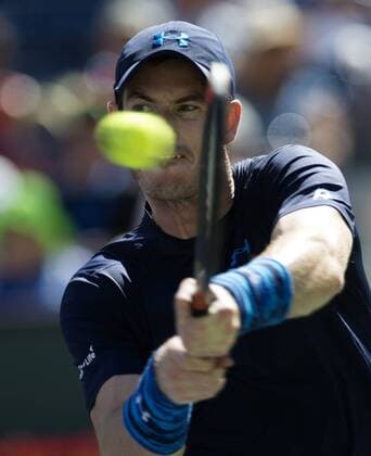 Andy Murray of Britain returns the ball during the men s semifinal match on the BNP Paribas Open tennis at the Indian Wells Tennis Garden in Indian Wells, California, the United States on March 21, 2015. (SP)US-INDIAN WELLS-TENNIS-BNP PARIBAS OPEN-MURRAY YangxLeiC 