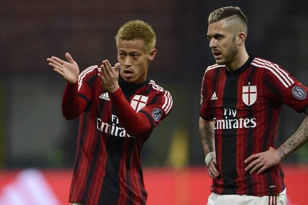 Keisuke Honda, Jeremy Menez Milan Milano 21-03-2015 Stadio Giuseppe Meazza - Football, Serie A AC Milan vs. Cagliari Calcio. giuseppexceleste