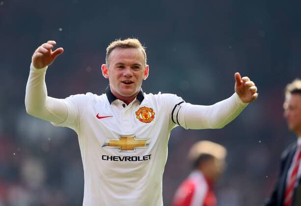 Wayne Rooney of Manchester United ManU celebrates the win - Barclays Premier League - Liverpool vs Manchester Utd - Anfield Stadium - Liverpool - England - 22nd March 2015 - Picture Simon Bellis Sportimage EDITORIAL USE ONLY. No use with unauthorised audio, video, data, fixture lists, club league logos or live services. Online in-match use limited to 120 images, no video emulation. No use in betting, games or single club league player publications.