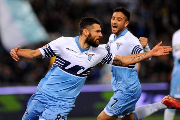22.03.2015. Stadio Olympico, Rome, Italy, Serie A football. Lazio versus Hellas Verona. Antonio Candreva celebrates after he scored 2-0 for Lazio xGiuseppexMaffiax  ActionPlus11607579