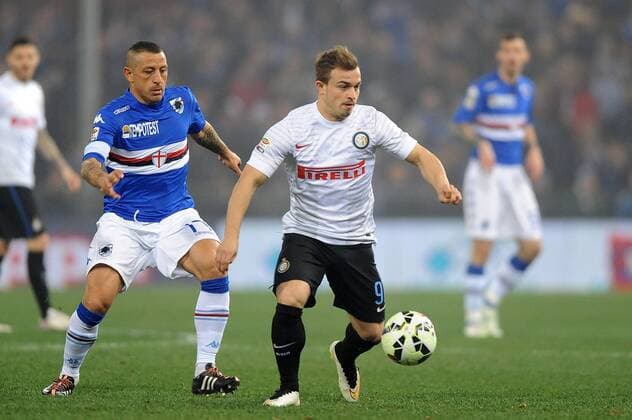 IPP20150322 Football - soccer: Serie A, Sampdoria Genua - Inter Mailand, angelo PALOMBO and Xherdan Shaqiri xHOCHxZWEIx xItalyxPhotoxPressx 