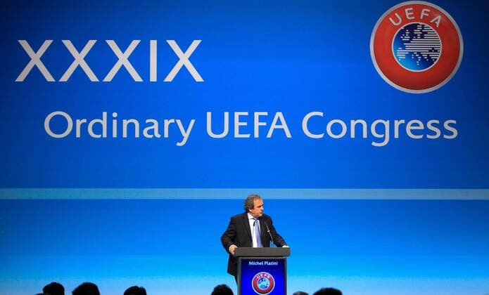SOCCER - UEFA, ordinary congress VIENNA,AUSTRIA,24.MAR.15 - SOCCER - UEFA, ordinary congress. Image shows president Michel Platini (UEFA).