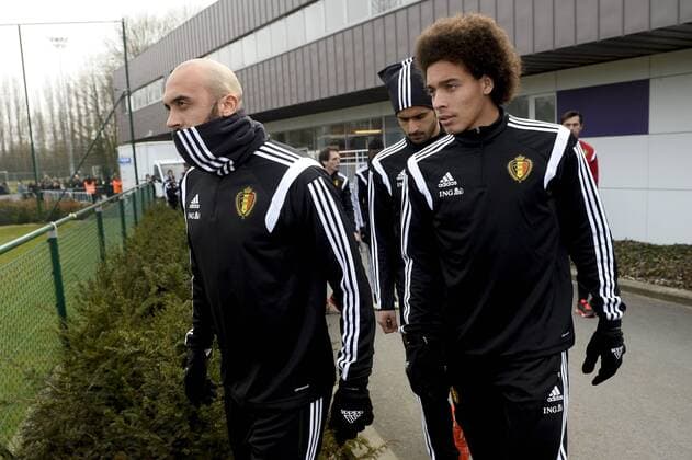 - BRUSSELS, BELGIUM: Belgium s Anthony Vanden Borre and Belgium s Axel Witsel pictured at a training session of Belgian national soccer team Red Devils, Tuesday 24 March 2015, in Neerpede, Brussels. Belgium will play it s fourth and fifth game of the Euro 2016 qualification against Cyprus on 28 March in Belgium and against Israel on 31 March in Israel. DIRKxWAEM  x04592686x