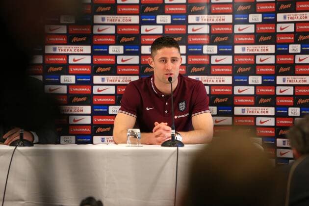 Gary Cahill press conference PK Pressekonferenz - England Training - UEFA EURO EM Europameisterschaft Fussball 2016 - St George s Park- Burton-upto-Trent - 24 03 2015 Pic Philip Oldham Sportimage EDITORIAL USE ONLY. No use with unauthorised audio, video, data, fixture lists, club league logos or live services. Online in-match use limited to 120 images, no video emulation. No use in betting, games or single club league player publications.