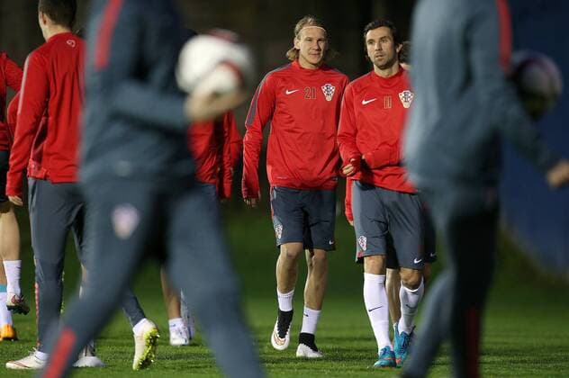 Darijo Srna Domagoj Vida Croatian national football team training - Zagreb, Croatia 25.03.2015.  IgorxKralj PIXSELL