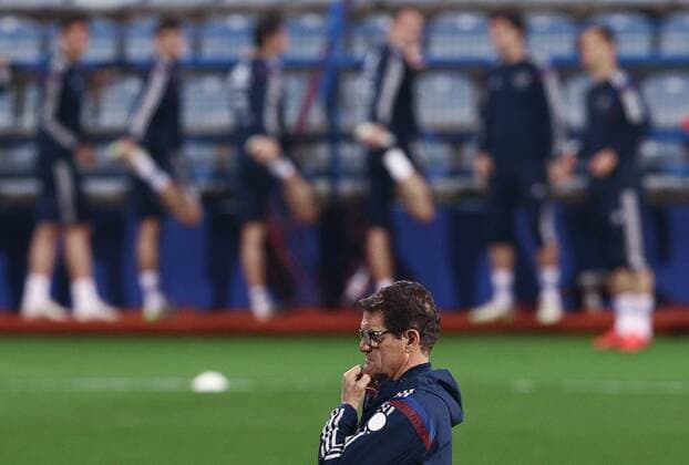 PODGORICA, MONTENEGRO. MARCH 26, 2015. Fabio Capello, head coach of the Russian national football team, looks on during a training session ahead of a UEFA EURO EM Europameisterschaft Fussball 2016 qualifying match against Montenegro. Stanislav Krasilnikov TASS  RE15F8EB