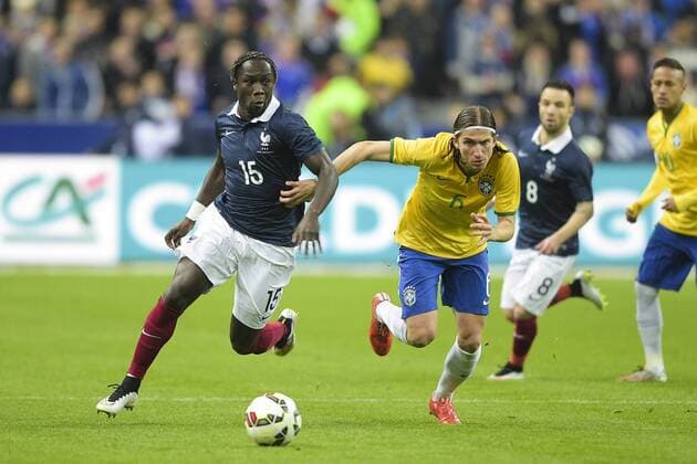 Bacary Sagna (Fra) vs Filipe Luis (BRA) FOOTBALL : FRA vs BRA - 26 03 2015 JBAutissier 