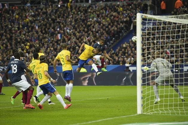 Patrice Evra (Fra) vs Danilo (BRA) FOOTBALL : FRA vs BRA - 26 03 2015 JBAutissier 