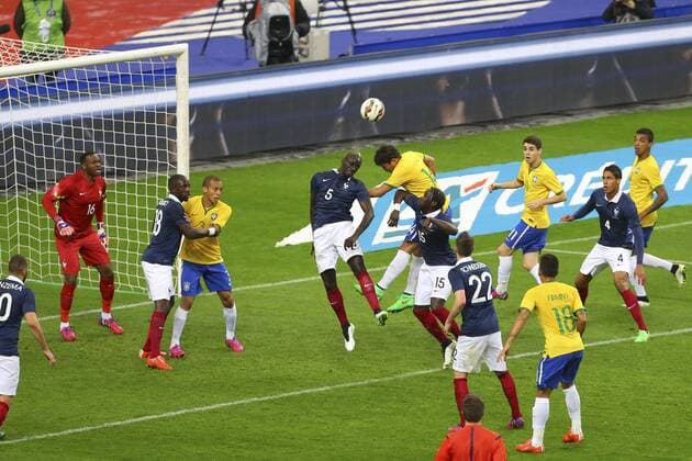Mamadou Sakho (France) vs Thiago Silva (BRA) FOOTBALL : FRA vs BRA - 26 03 2015 GwendolineLeGoff 