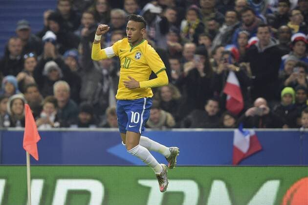 joie de Neymar jr (BRA) apres son but FOOTBALL : FRA vs BRA - 26 03 2015 JBAutissier 