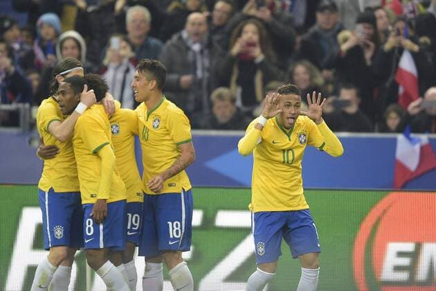 joie de Neymar jr (BRA) apres son but FOOTBALL : FRA vs BRA - 26 03 2015 JBAutissier 