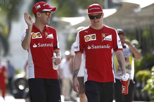 Motorsports: FIA Formula One World Championship WM Weltmeisterschaft 2015, Grand Prix of Malaysia, 5 Sebastian Vettel (GER, Scuderia Ferrari), 7 Kimi Raikkonen (FIN, Scuderia Ferrari), xHOCHxZWEIx
