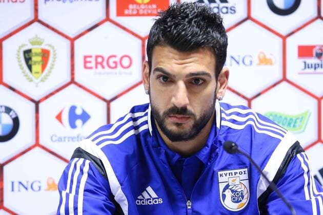- BRUSSELS, BELGIUM: Cyprus Giorgos Merkis pictured during a press conference PK Pressekonferenz of Cypriot national soccer team, Friday 27 March 2015, in Brussels. Belgium Red Devils will play it s fourth and fifth game of the Euro 2016 qualification against Cyprus in Belgium and against Israel on 31 March in Israel. BRUNOxFAHY  x04594671x