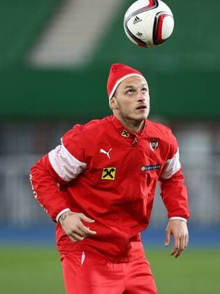 SOCCER - UEFA EURO EM Europameisterschaft Fussball 2016 quali, AUT vs BIH VIENNA,AUSTRIA,28.MAR.15 - SOCCER - UEFA European Championship EM Europameisterschaft 2016, European Qualifiers, OEFB international match Länderspiel Austria vs Bosnia and Herzegovina, training team AUT. Image shows Marko Arnautovic (AUT). GEPAxpictures xChristianxOrt 