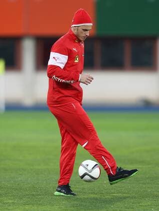 SOCCER - UEFA EURO EM Europameisterschaft Fussball 2016 quali, AUT vs BIH VIENNA,AUSTRIA,28.MAR.15 - SOCCER - UEFA European Championship EM Europameisterschaft 2016, European Qualifiers, OEFB international match Länderspiel Austria vs Bosnia and Herzegovina, training team AUT. Image shows Marko Arnautovic (AUT). GEPAxpictures xChristianxOrt 