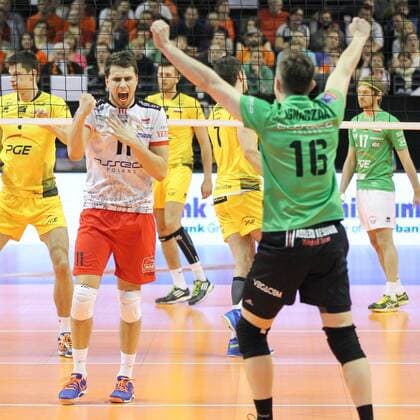 28.03.2015 BERLIN, MEN CEV VOLLEYBALL CHAMPIONS LEAGUE FINAL FOUR 2014 2015 - SEMIFINAL MATCH ASSECO RESOVIA RZESZOW vs PGE SKRA BELCHATOW SSA: FABIAN DRZYZGA KRZYSZTOF IGNACZAK  20150328FNMG281