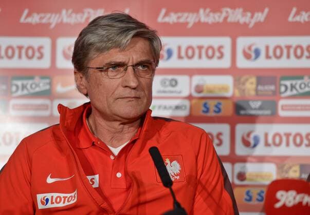 March 28, 2015 - Dublin, Ireland - Polish football team Manager, Adam Nawalka, during the pre-match press conference PK Pressekonferenz ahead of the Euro 2016 qualifier between the Republic of Ireland and Poland. Dublin, Ireland. Saturday 28 March 2015. Photo by: Artur Widak NurPhoto Polish Football team arrives to Dublin for Euro 2016 qualifier  - ZUMAn230
