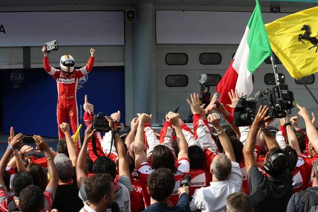 29.03.2015- Race, 1st position Sebastian Vettel (GER) Scuderia Ferrari SF15-T Malaysian Grand Prix, Sepang 26 - 29 March 2015 