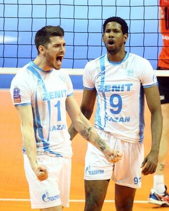 BERLIN , MAX-SCHMELING HALLE 29.03.2015 VOLLEYBALL MEN S CEV DENIZBANK CHAMPIONS LEAGUE FINAL FOUR THE FINAL GAME SEASON 2014 2015 ASSECO RESOVIA RZESZOW - ZENIT KAZAN MATTHEW ANDERSON ( ZENIT ) WILFREDO LEON VENERO ( ZENIT )  150329MIN122