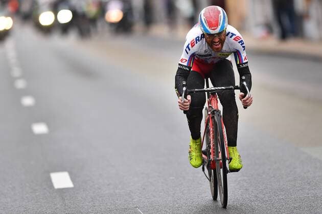 - WEVELGEM, BELGIUM: Italian Luca Paolini of Team Katusha pictured in action during the 77th edition of the Gent-Wevelgem one day cycling race, 239 km from Deinze to Wevelgem, Sunday 29 March 2015. POOLxPHOTO  x04595653x