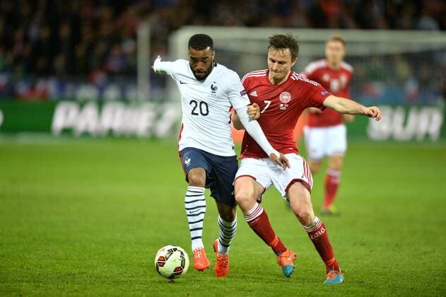 Alexandre Lacazette (fra) - William Kvist (dan) FOOTBALL : France vs Danmark - 29 03 2015 AnthonyBIBARDFEP 