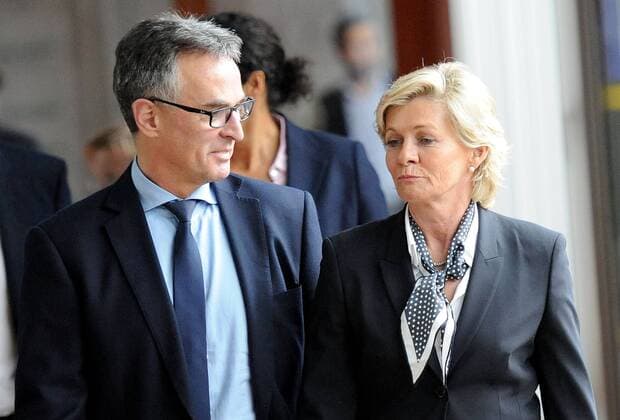 30.03.2015, xfux, Fussball, DFB Pressekonferenz Damen, v.l. Helmut Sandrock (Generalsekräter, Deutsche Fussball Bund), Trainerin Silvia Neid ((Deutsche Fussball Nationalmanschaft Damen)