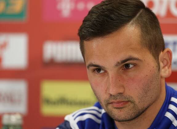 SOCCER - AUT vs BIH, friendly match VIENNA,AUSTRIA,30.MAR.15 - SOCCER - OEFB international match Länderspiel Austria vs Bosnia-Herzegovina, friendly match, preview, press conference PK Pressekonferenz team BIH. Image shows Anel Hadzic (BIH). GEPAxpictures xChristianxOrt 