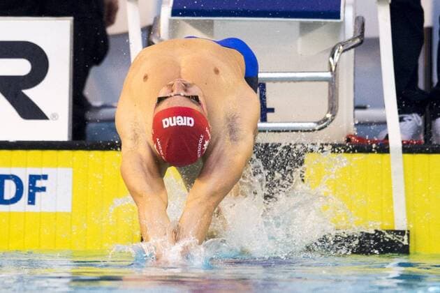 Jeremy Stravius - 100 dos messieurs NATATION : Championnats de France - Grand Bassin - Limoges - 01 04 2015 JBAutissier Panoramic 