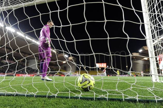 DANIJEL SUBASIC (mon) - ILLUSTRATION - BUT - BALLON FOOTBALL : Monaco vs Saint Etienne - Ligue 1 - 03 04 2015 FEP Panoramic 