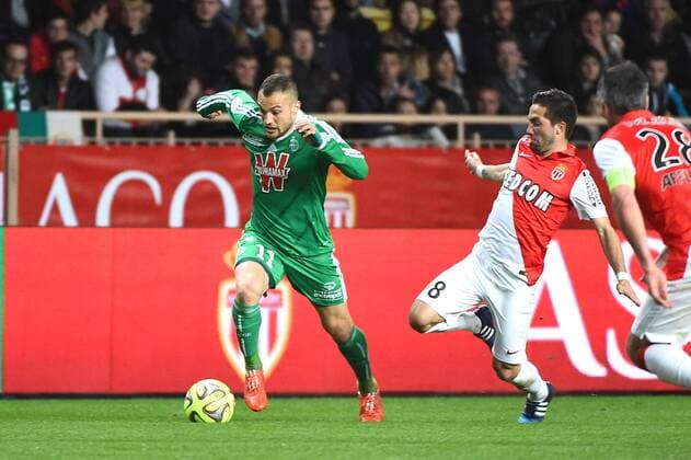 Yohan MOLLO (asse) - JOAO MOUTINHO (mon) FOOTBALL : Monaco vs Saint Etienne - Ligue 1 - 03 04 2015 FEP Panoramic 