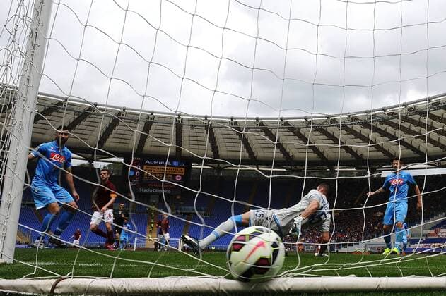 Miralem Pjanic Roma. Goal celebration Roma 04-04-2015 Stadio Olimpico, Football Calcio Serie A AS Rom vs SSC Neapel andreaxstaccioli