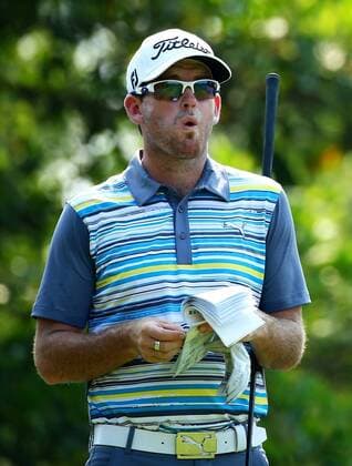 HAIKOU, CHINA - APRIL 04: (CHINA OUT) Josh Geary of New Zealand looks on during the third round of China Tour - PGA Golf Herren Tour China Series Buick Open at Sandbelt Trails Golf Course on April 4, 2015 in Haikou, Hainan province of China.  CFP465537832 
