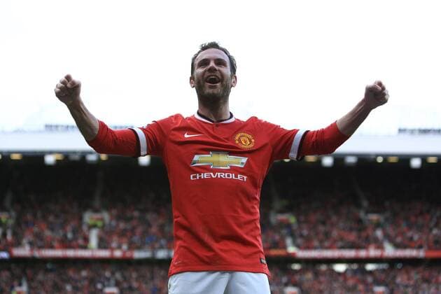 Juan Mata of Manchester United ManU celebrates his sides third goal - Manchester United vs. Aston Villa - Barclay s Premier League - Old Trafford - Manchester - 04 04 2015 Pic Philip Oldham Sportimage EDITORIAL USE ONLY. No use with unauthorised audio, video, data, fixture lists, club league logos or live services. Online in-match use limited to 120 images, no video emulation. No use in betting, games or single club league player publications.