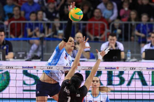 04.04.2015, SZCZECIN - CEV CHAMPIONS LEAGUE 2014 2015 - FINAL FOUR - FINAL MATCH - KPS CHEMIK POLICE - UNEDO YAMAMAY BUSTO ARSIZIO - STEFANA VELJKOVIC, EKATERINA LYUBUSHKINA -  20150404_KC_CHEMIK-BUSTO_016