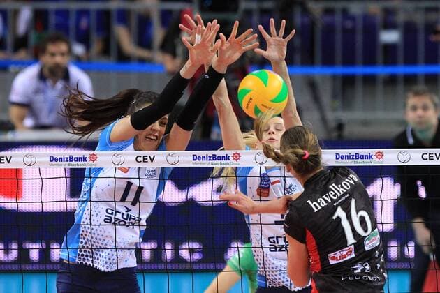 04.04.2015, SZCZECIN - CEV CHAMPIONS LEAGUE 2014 2015 - FINAL FOUR - FINAL MATCH - KPS CHEMIK POLICE - UNEDO YAMAMAY BUSTO ARSIZIO - STEFANA VELJKOVIC, ANNA WERBLINSKA, HELENA HAVELKOVA -  20150404_KC_CHEMIK-BUSTO_020