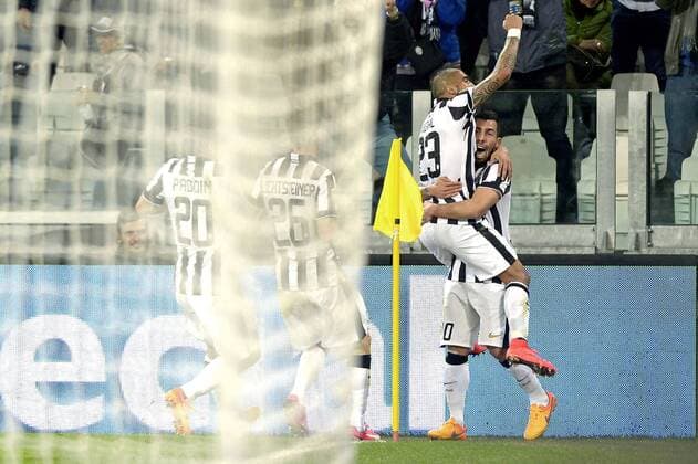 Carlos Tevez Juventus goal celebration, Torino 04-04-2015, Juventus Stadium, Football Calcio 2014 2015 Serie A, Juventus Turin vs FC Empoli filippoxalfero