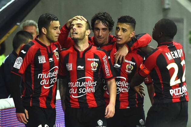 EQUIPE DE FOOTBALL DE NICE - Alexy BOSETTI (nice) - GREGOIRE PUEL (nice) - SAID BENRAHMA (nice) - JOIE FOOTBALL : Nice vs Evian Thonon Gaillard - Ligue 1 - 04 04 2015 FEP Panoramic 