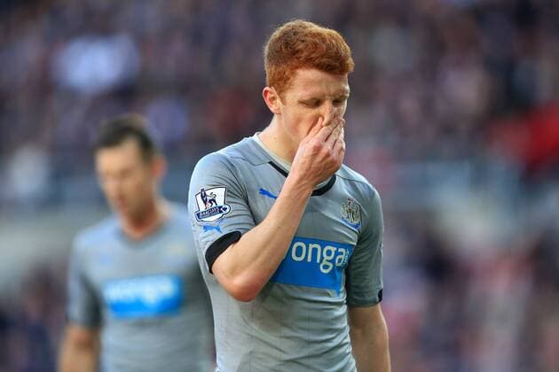 Jack Colback of Newcastle United looks dejected - Sunderland vs. Newcastle United - Barclay s Premier League - Stadium of Light - Sunderland - 05 04 2015 Pic Philip Oldham Sportimage EDITORIAL USE ONLY. No use with unauthorised audio, video, data, fixture lists, club league logos or live services. Online in-match use limited to 120 images, no video emulation. No use in betting, games or single club league player publications.