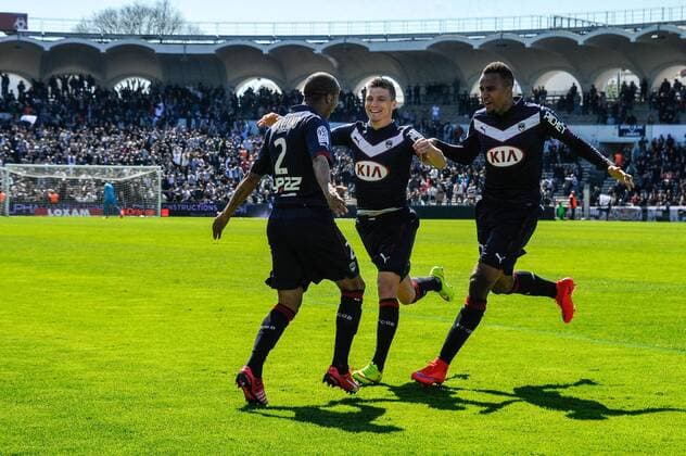But et joie MARIANO (gir) FOOTBALL : Bordeaux vs Lens - 31eme journee de L1 - 05 04 2015 ThierryBreton Panoramic 