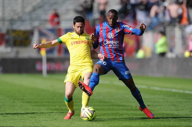 Olivier Veigneau (Nantes) Fode Bangaly Koita (Caen) FOOTBALL : Nantes vs Caen - Ligue 1 - 05 04 2015 N.LeGouic FEP Panoramic 