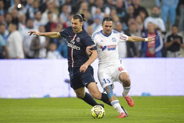 Jeremy MOREL (OM) vs Zlatan Ibrahimovic (PSG) FOOTBALL : OM vs PSG - Ligue 1 - 05 04 2015 JBAutissier Panoramic 