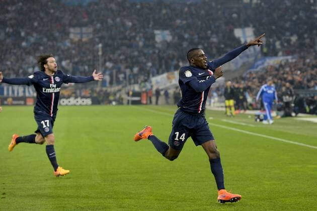 joie des joueurs parisiens apres le but de Blaise Matuidi (PSG) FOOTBALL : Olympique Marseille vs Paris St Germain (PSG) - Ligue 1 - 05 04 2015 JBAutissier 
