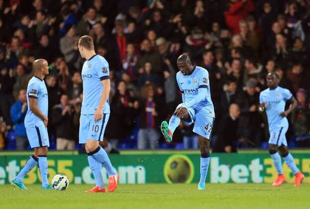 Manchester City s Yaya Toure looks on dejected after going 2-0 down Barclays Premier League- Crystal Palace vs Manchester City - Selhurst Park - England - 6th April 2015 - Picture David Klein Sportimage EDITORIAL USE ONLY. No use with unauthorised audio, video, data, fixture lists, club league logos or live services. Online in-match use limited to 120 images, no video emulation. No use in betting, games or single club league player publications.