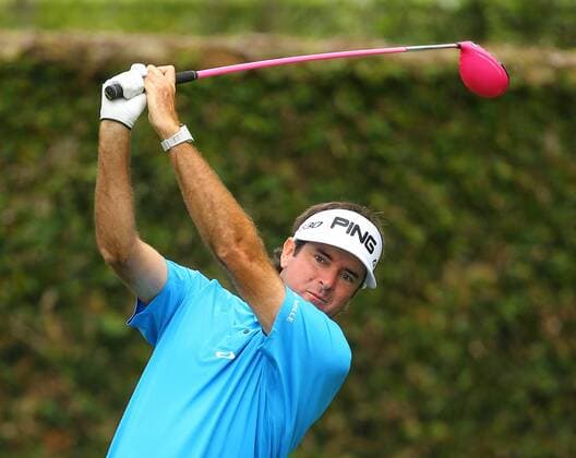 April 6, 2015 - Augusta, GA, USA - Bubba Watson hits his driver teeing off on the second hole during his practice round on Monday, April 6, 2015, at Augusta National Golf Club in Augusta, Ga. Masters practice round - ZUMAm67_