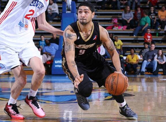 March 20, 2015 - Newark, DE, United States of America - Erie BayHawks Guard Peyton Siva (9) drives past Delaware 87ers Forward Joonas Caven (24) in the second half of a NBA Basketball Herren USA D-league regular season basketball game between the Delaware 87ers and the Erie BayHawk (Orlando Magic) Friday, Mar. 20, 2015 at The Bob Carpenter Sports Convocation Center in Newark, DEL. NBA D-LEAGUE BASKETBALL 2015 - MAR 20 - Erie BayHawk defeats Delaware 87ers 128 - 118 - ZUMAs124