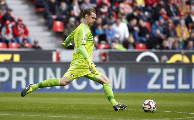 Leverkusen, Bayarena, 04.04.15: Torwart Bernd Leno (Bayer 04 Leverkusen) im Spiel der 1. Bundesliga zwischen Bayer 04 Leverkusen vs. Hamburger SV in der Saison 2014 2015.