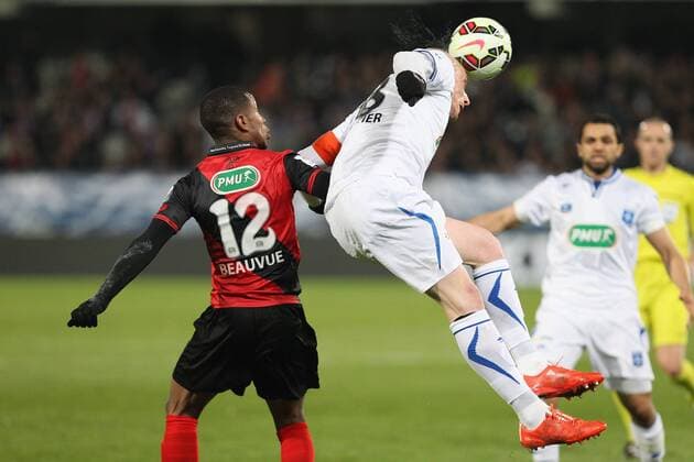 (Auxerre) Sebastien Puygrenier (Guingamp) Claudio Beauvue FOOTBALL : 1 2 Finale Coupe de France- Auxerre vs Guingamp - 07 04 2015 StephanieGrossetete Panoramic 
