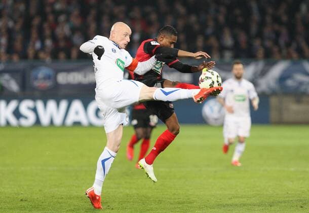 (Auxerre) Sebastien Puygrenier (Guingamp) Christophe Mandanne FOOTBALL : 1 2 Finale Coupe de France- Auxerre vs Guingamp - 07 04 2015 StephanieGrossetete Panoramic 